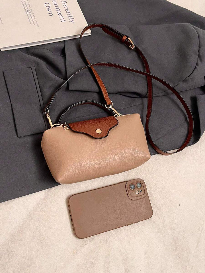 Mini waterdichte nylon tas voor dames met contrasterende details