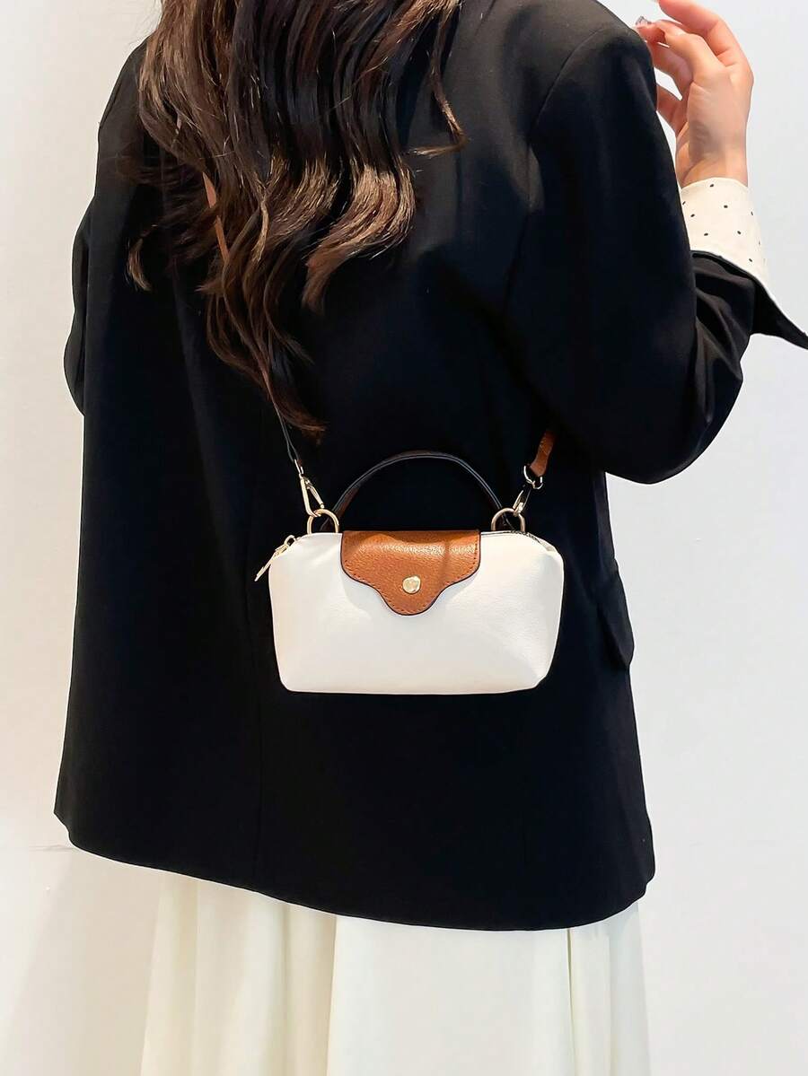 Mini waterdichte nylon tas voor dames met contrasterende details
