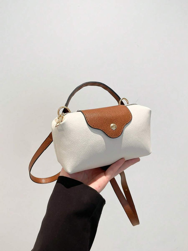 Mini waterdichte nylon tas voor dames met contrasterende details