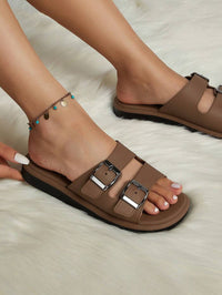 Soraya Buckle – Double Strap Comfort Slides