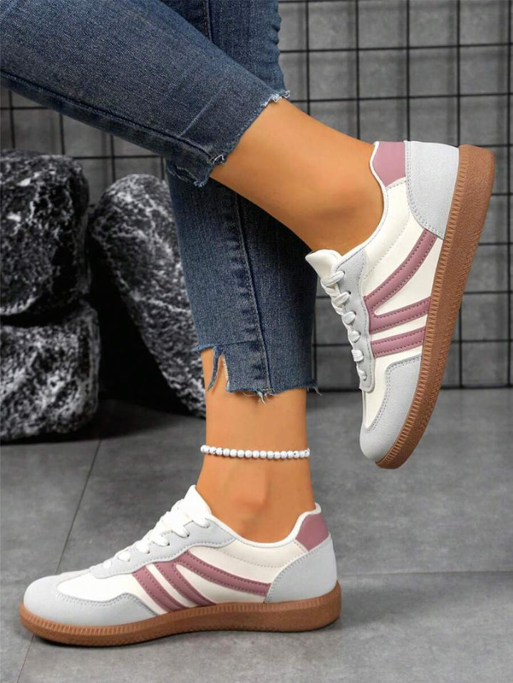 Camden Court Cream Grey Rose Sneakers