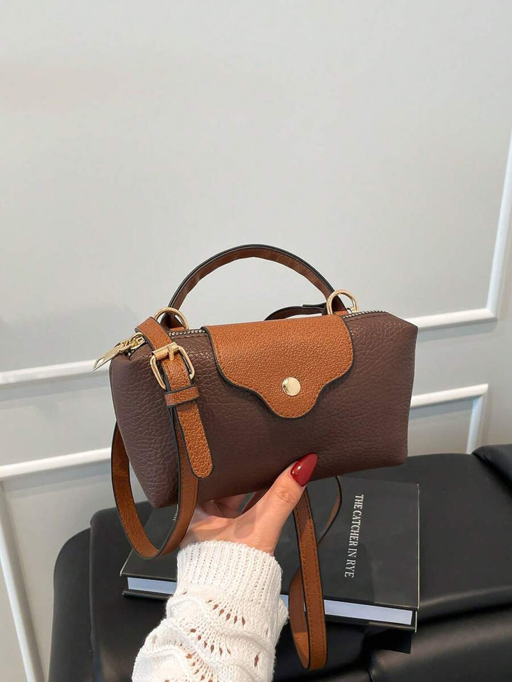 Mini waterdichte nylon tas voor dames met contrasterende details
