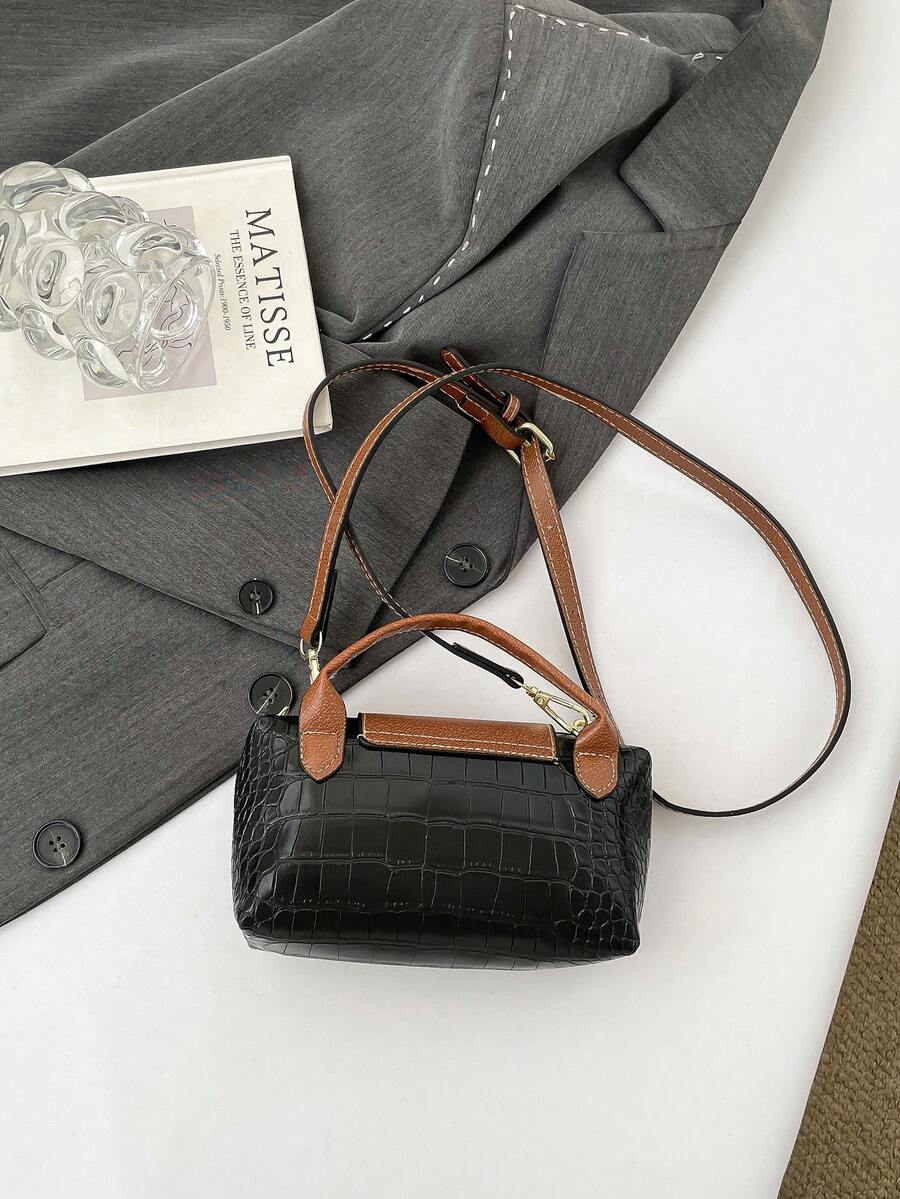 Mini waterdichte nylon tas voor dames met contrasterende details