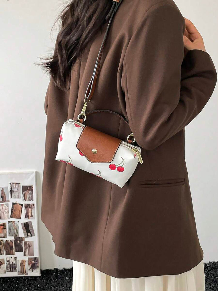 Mini waterdichte nylon tas voor dames met contrasterende details