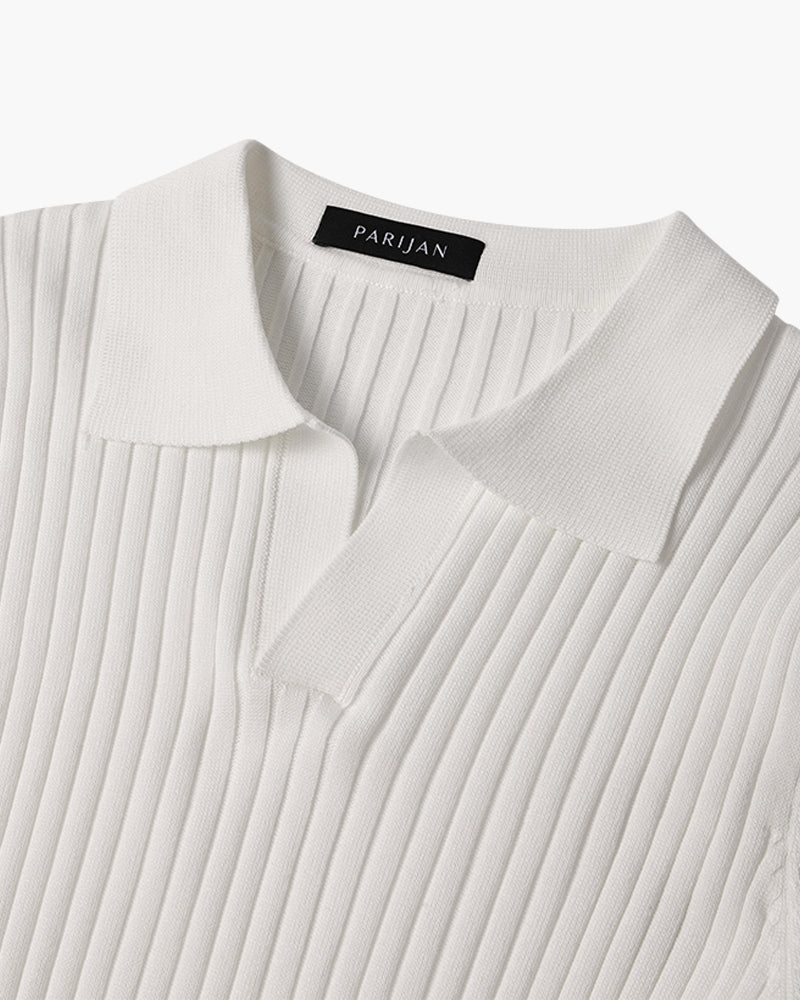 Siena Ribbed V-Neck Polo Shirt