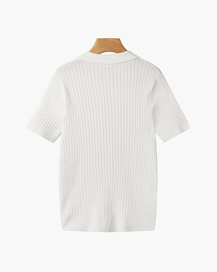 Siena Ribbed V-Neck Polo Shirt