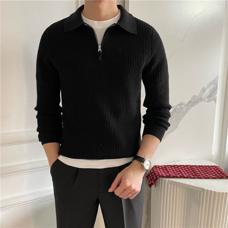 Zurich Ribbed Cotton Half-Zip Sweater