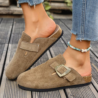Daro Suede Buckle Clogs