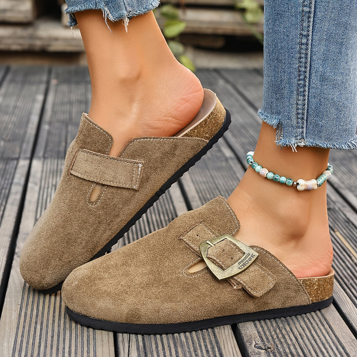 Daro Suede Buckle Clogs