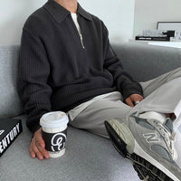 Geneva Waffle Knit Half-Zip Sweater
