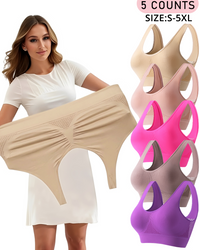 ?Plus Size Up to 5XL ?Curvy Breathable Hollow Out Wireless Bra (5 Pack)