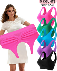 ?Plus Size Up to 5XL ?Curvy Breathable Hollow Out Wireless Bra (5 Pack)