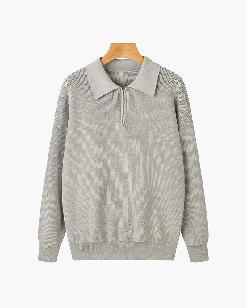 Geneva Waffle Knit Half-Zip Sweater