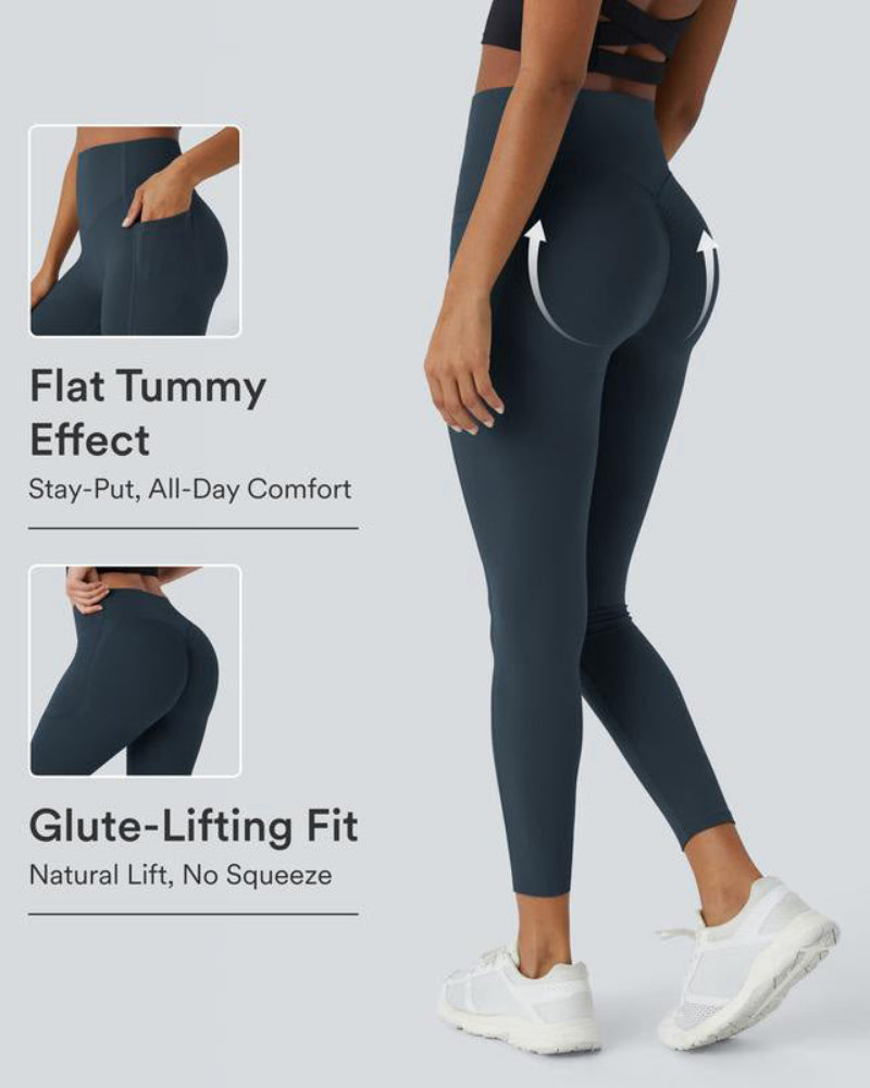 High Waisted Butt Lifting Tummy Control Side Pocket Shaping Training Leggings