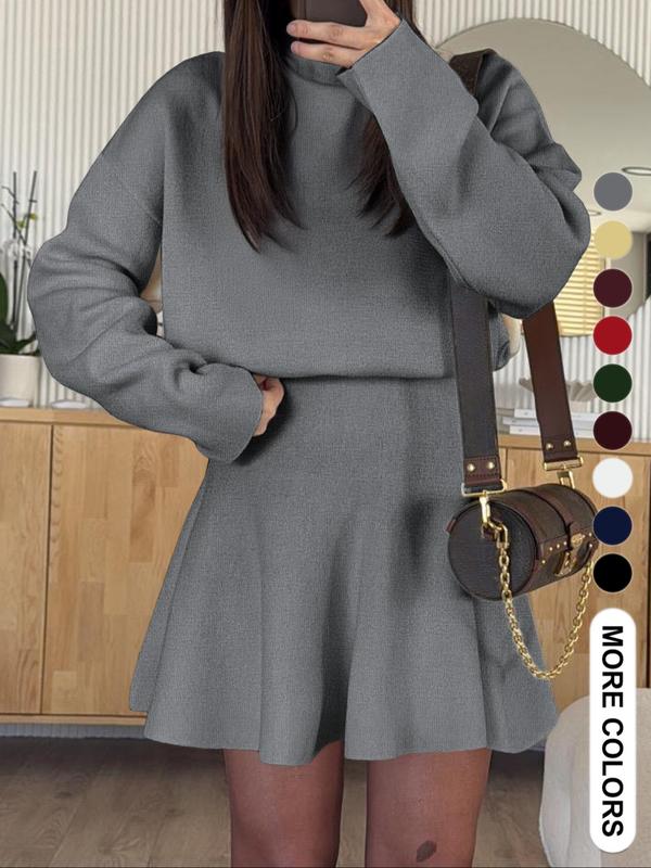 Dames Halflange Col Trui Jurk met Lange Mouwen