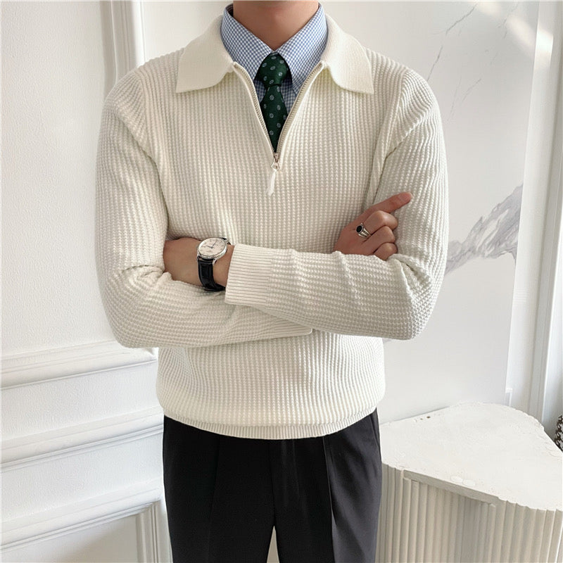 Zurich Ribbed Cotton Half-Zip Sweater