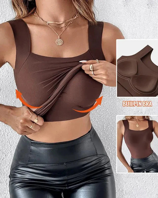 U-Neck Built-In Bra Shaping Tank Top