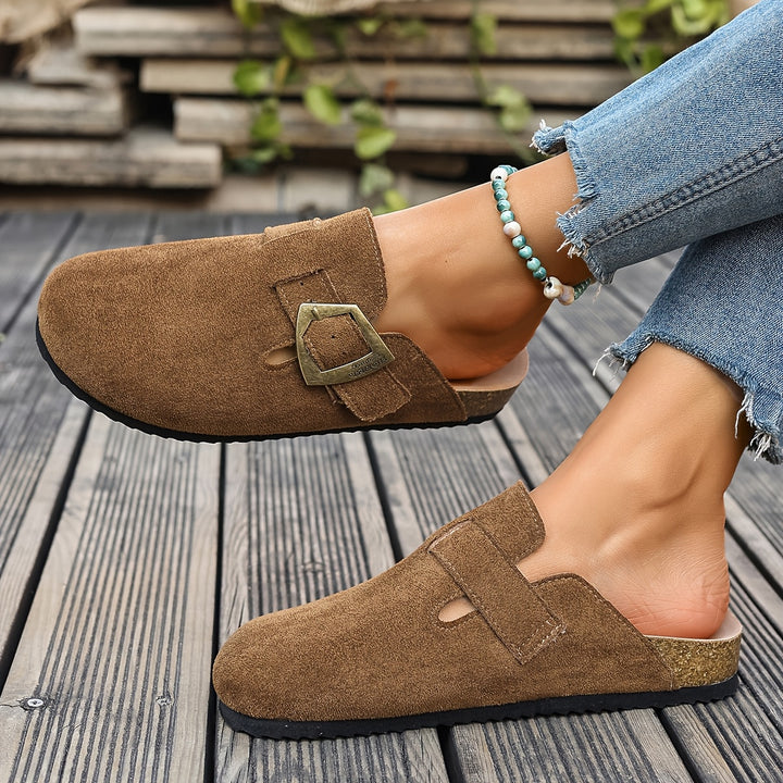 Daro Suede Buckle Clogs