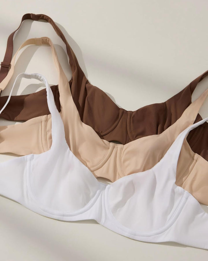 Women's Unlined Balconette Bra Underwire Supportive Plus Size Smooth Scoop Neck