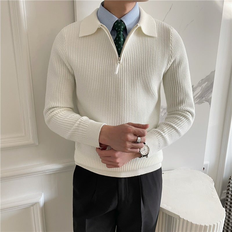 Zurich Ribbed Cotton Half-Zip Sweater