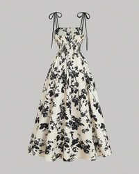 Curvy Floral Print Tie Shoulder Midi Cami Dress