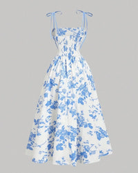 Curvy Floral Print Tie Shoulder Midi Cami Dress