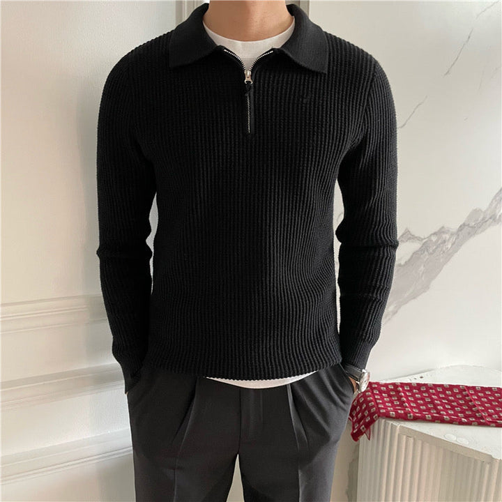 Zurich Ribbed Cotton Half-Zip Sweater