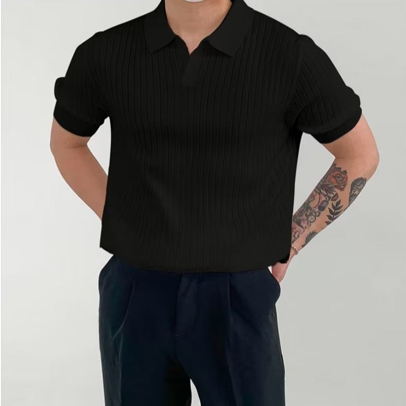 Siena Ribbed V-Neck Polo Shirt