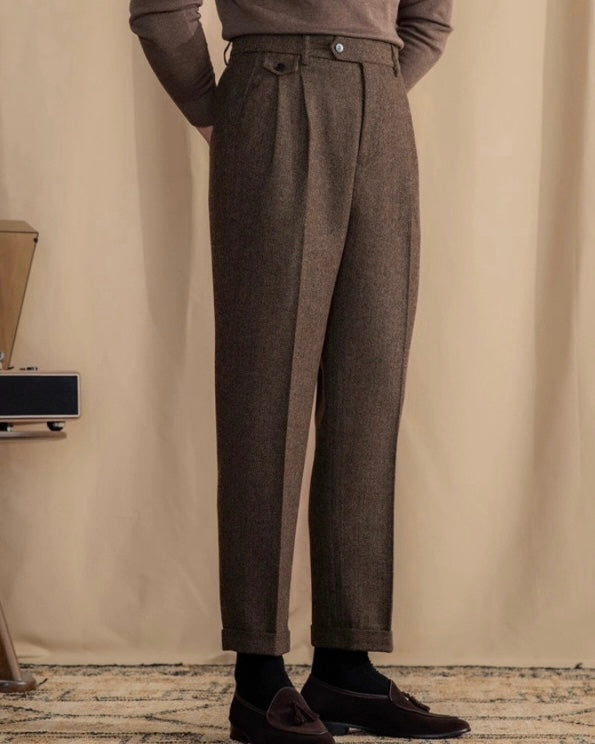 Mayfair Herringbone Wool Trousers