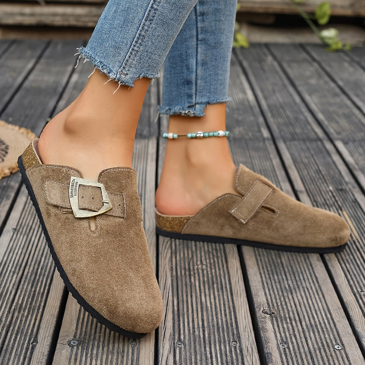 Daro Suede Buckle Clogs