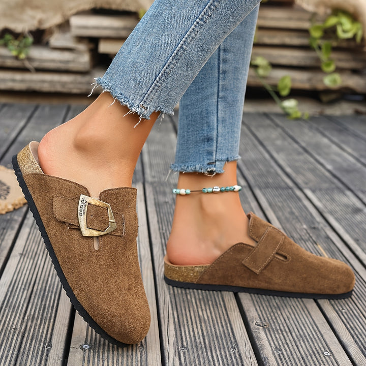 Daro Suede Buckle Clogs