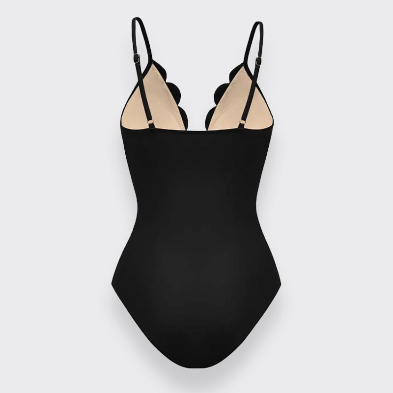 Flower Hollow One Piece Swimsuit and Skirt