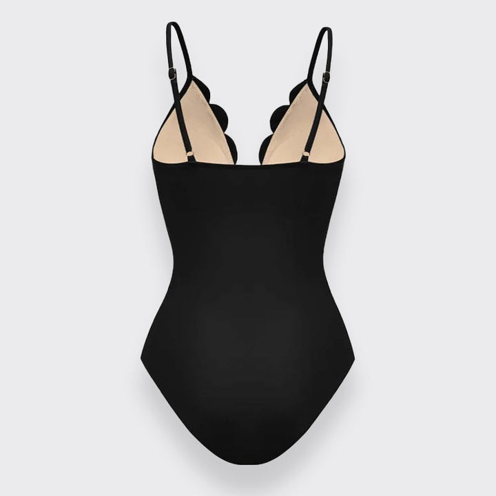 Flower Hollow One Piece Swimsuit and Skirt
