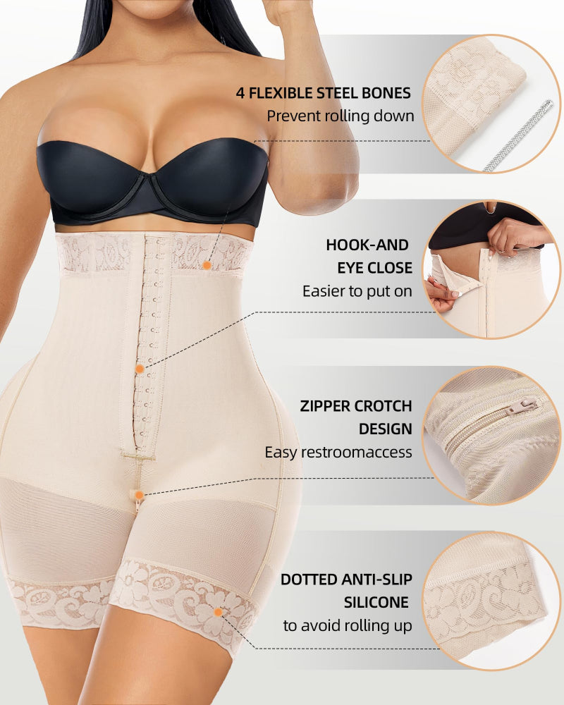 Corrigerend ondergoed met buikcontrole voor dames, Fajas Colombianas Bodyshaper Shorts met rits in het kruis
