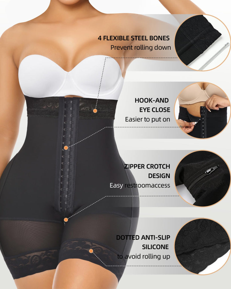 Corrigerend ondergoed met buikcontrole voor dames, Fajas Colombianas Bodyshaper Shorts met rits in het kruis