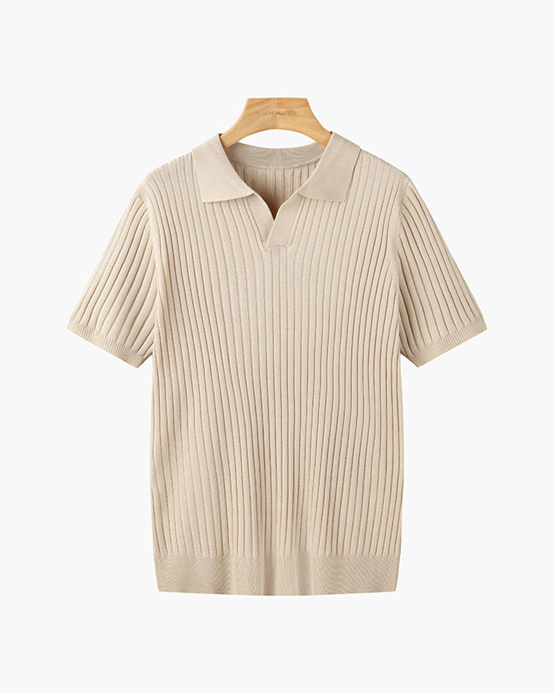 Siena Ribbed V-Neck Polo Shirt