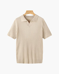 Siena Ribbed V-Neck Polo Shirt