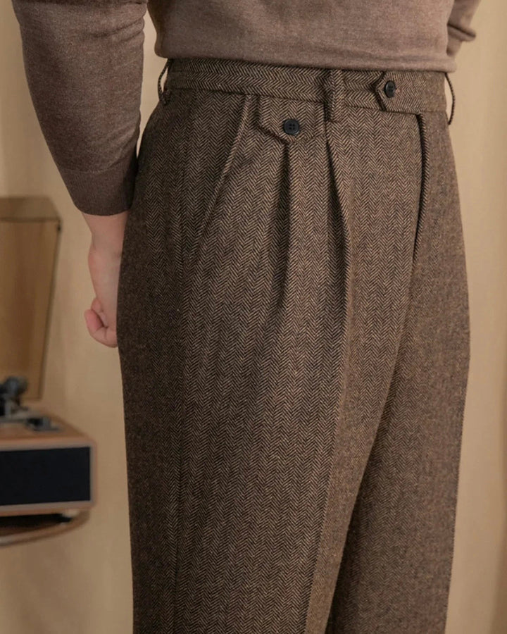 Mayfair Herringbone Wool Trousers