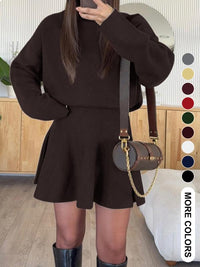 Dames Halflange Col Trui Jurk met Lange Mouwen