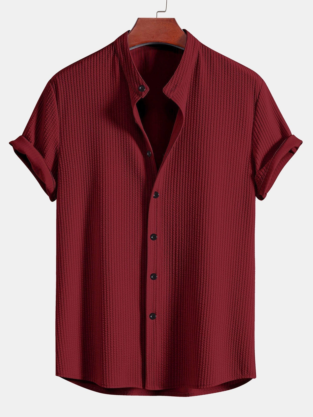Monaco Ribbed Cotton Mandarin Collar Shirt