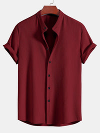 Monaco Ribbed Cotton Mandarin Collar Shirt