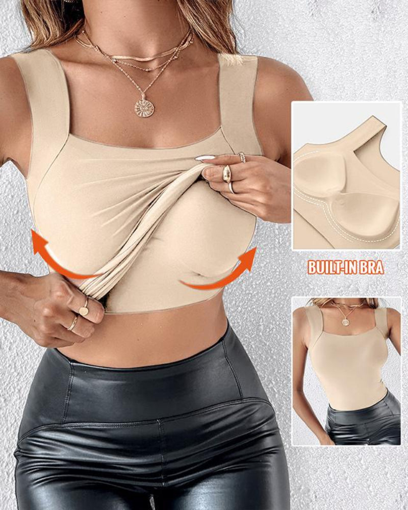U-Neck Built-In Bra Shaping Tank Top