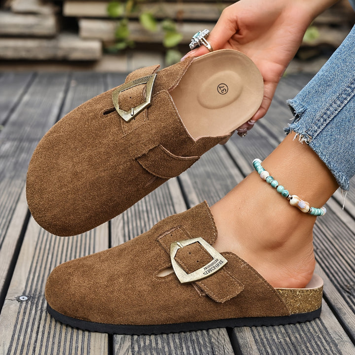 Daro Suede Buckle Clogs