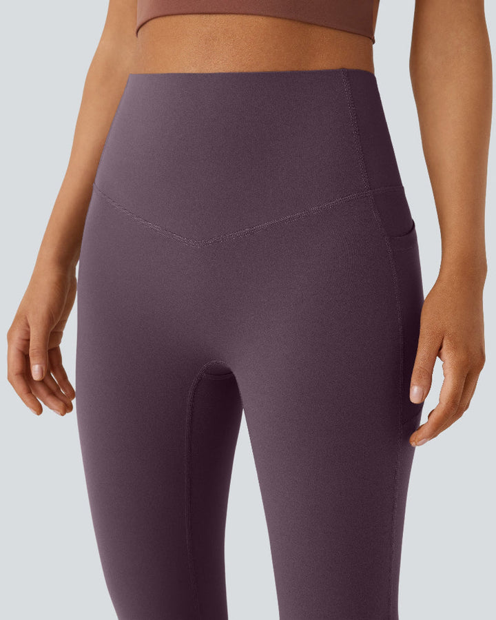 High Waisted Tummy Control Pocket Shaping Yoga Bootcut Leggings