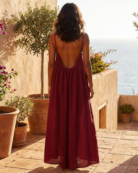 Womens Sleeveless Cami Lounge Maxi Dress Solid Color  Sleepwear