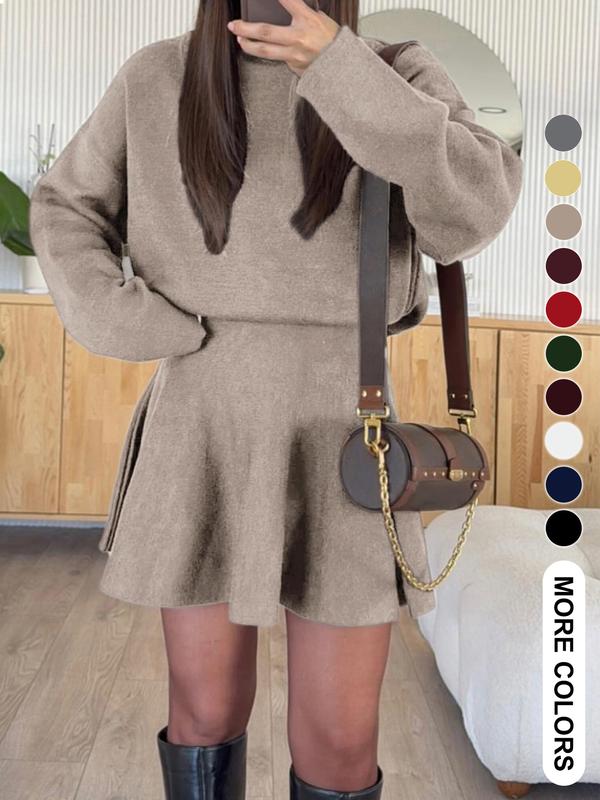 Dames Halflange Col Trui Jurk met Lange Mouwen