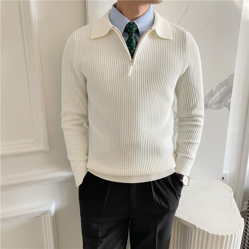 Zurich Ribbed Cotton Half-Zip Sweater