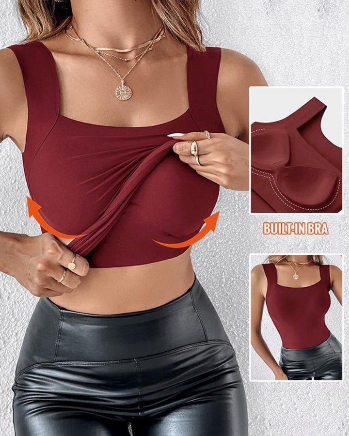 U-Neck Built-In Bra Shaping Tank Top