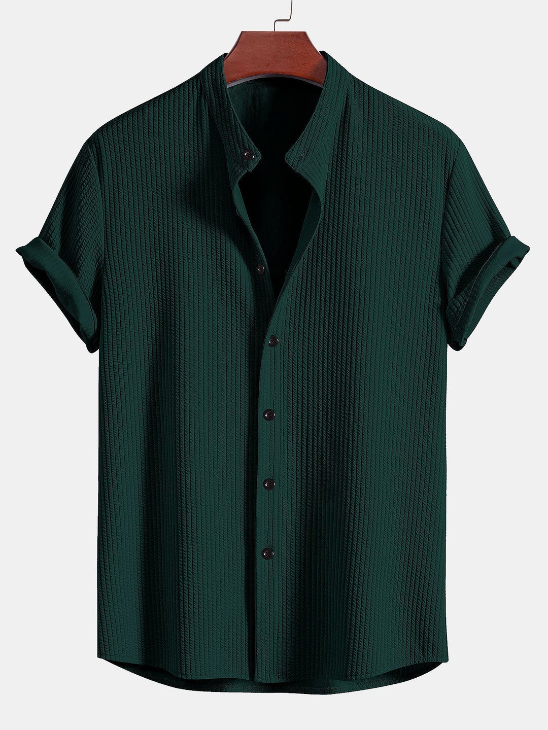 Monaco Ribbed Cotton Mandarin Collar Shirt