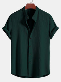 Monaco Ribbed Cotton Mandarin Collar Shirt